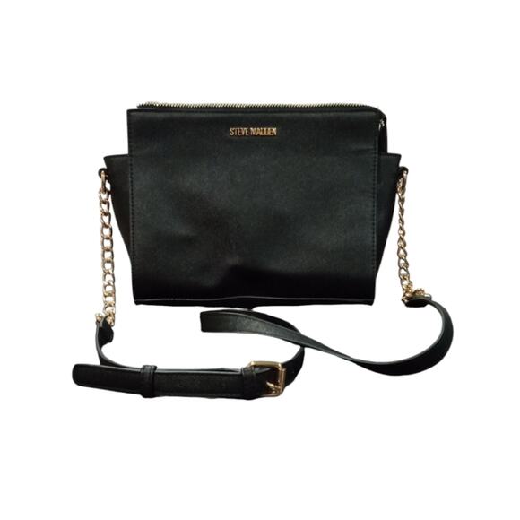 [P102] Steve Madden Black/Gold Crossbody Bag with Chain Detail - Picture 1 of 12